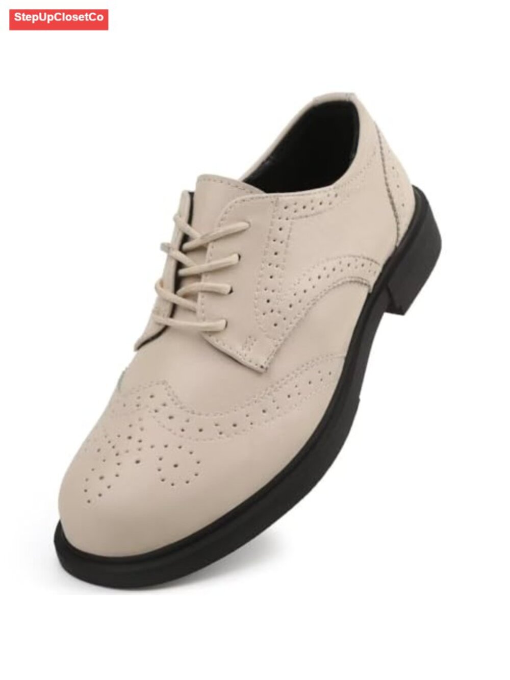 Women's Classic Wingtip Brogue Lace Up Oxfords Dress Shoes Vegan Leather